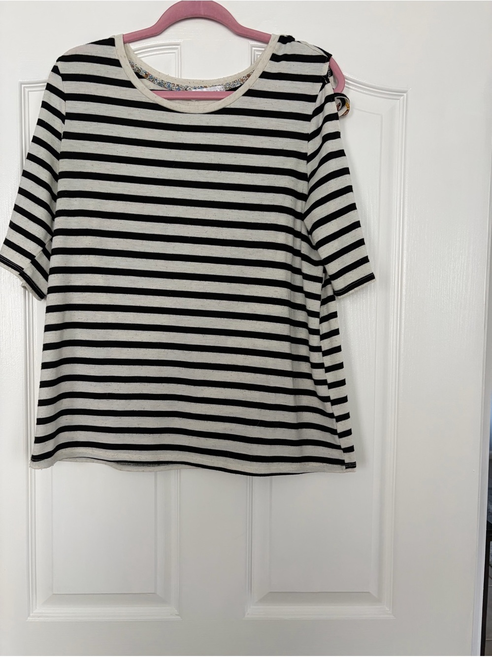 Women’s Black & White Striped Short Sleeve Tee